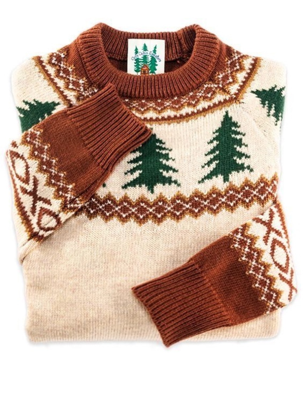 Kiel James Patrick Cozy Cabin Sweater XS Fair Isle Pine Tree Nordic Wool Blend
